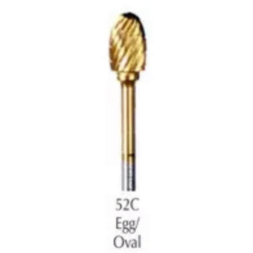 Buffalo Dental, Egg/Oval (52C) TNT-Coated Dual Cut Regular HP Carbide Bur, 52C-GOLD