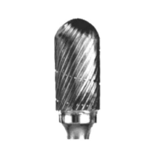 Buffalo Dental, Barrel 1/2" TNT-Coated Dual Cut Regular Carbide Bur w/ 1/4" Shank, F1/2-GOLD