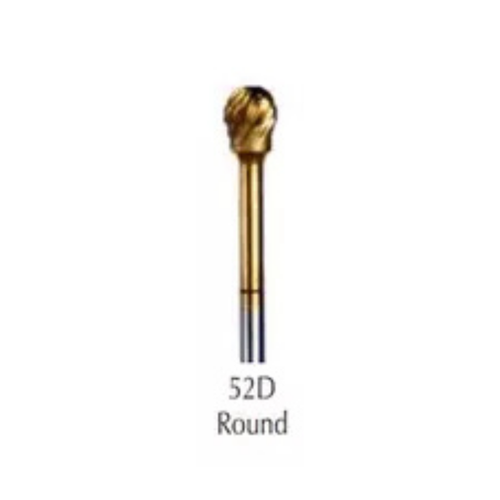 Buffalo Dental, Round (52D) TNT-Coated Dual Cut Fine HP Carbide Bur, F-52D-GOLD