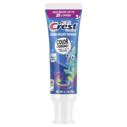 Procter & Gamble, Crest Kid's Advanced Color Changing Toothpaste, Bubble Gum, 4.2 oz Tube, 24/Case, 80703627