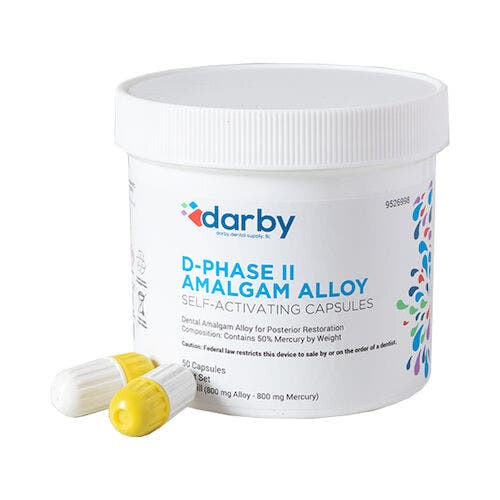 D-Phase II Amalgam Alloy, , Three Spill, 50/Pkg, White, Fast Set, 800mg