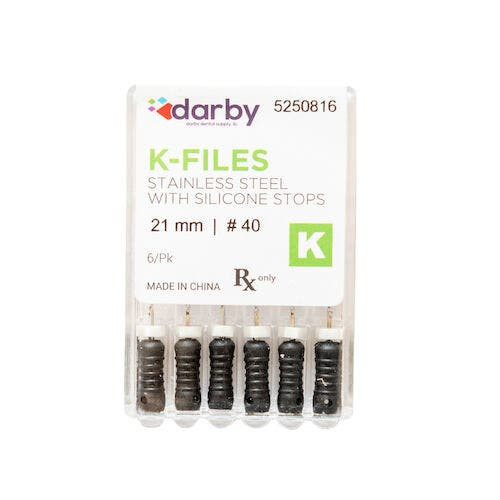 K-Type Files, 21mm, #40, 6/Pkg
