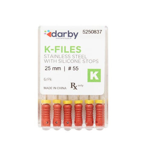 K-Type Files, 25mm, #55, 6/Pkg