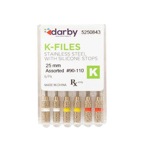 K-Type Files, 25mm, Assorted  #90-110, 6/Pkg