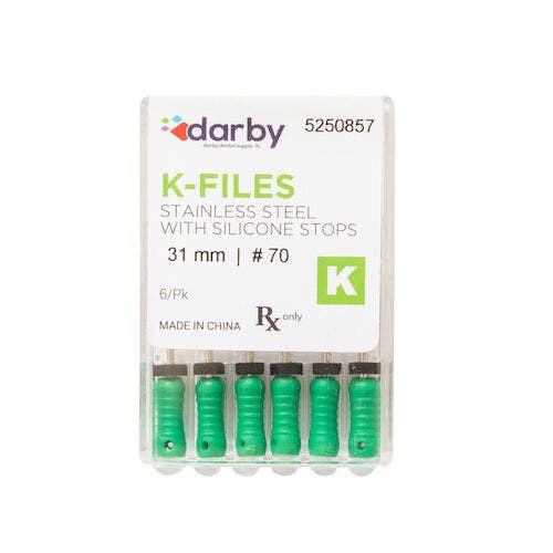 K-Type Files, 31mm, #70, 6/Pkg