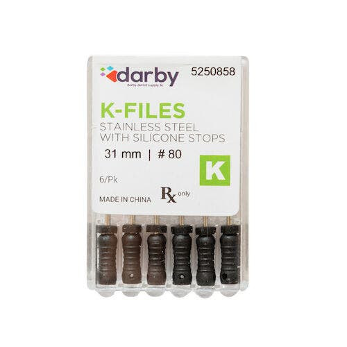 K-Type Files, 31mm, #80, 6/Pkg