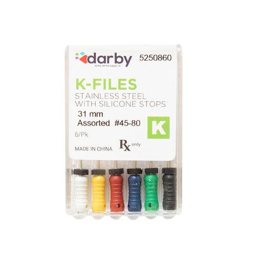 K-Type Files, 31mm, Assorted  #45-80, 6/Pkg