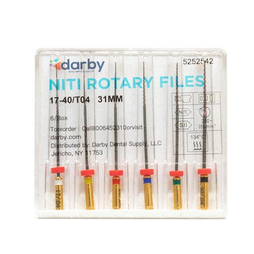 NiTi Rotary Files, .04, 31 mm, 6/Pkg., #17-40