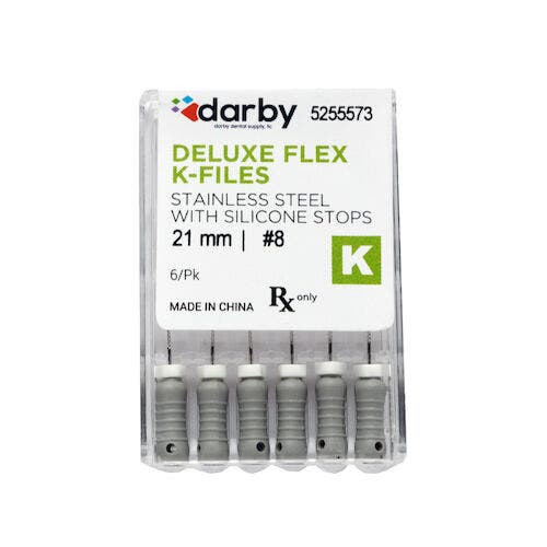 House Brand Deluxe Flex K Files, #8, 21mm, 6/Pkg