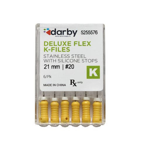 House Brand Deluxe Flex K Files, #20, 21mm, 6/Pkg