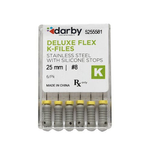 House Brand Deluxe Flex K Files, #8, 25mm, 6/Pkg