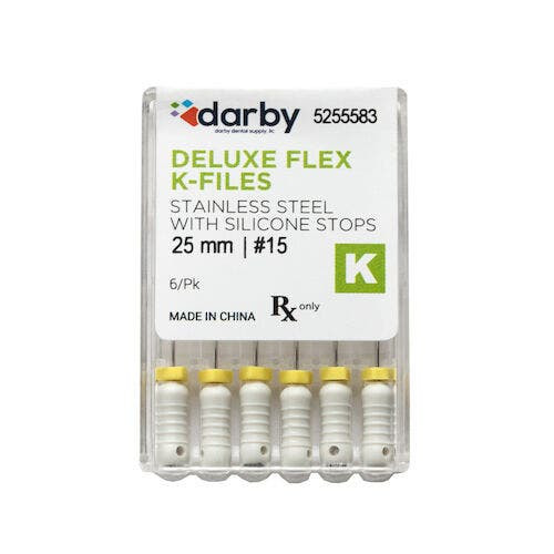 House Brand Deluxe Flex K Files, #15, 25mm, 6/Pkg