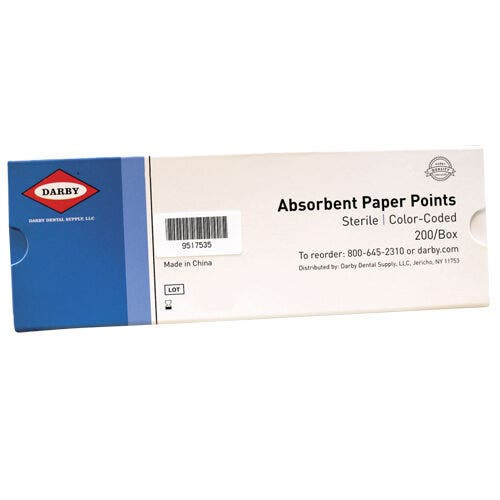Absorbent Paper Points Color Coded, Cell Pack, 35, 200/Pkg