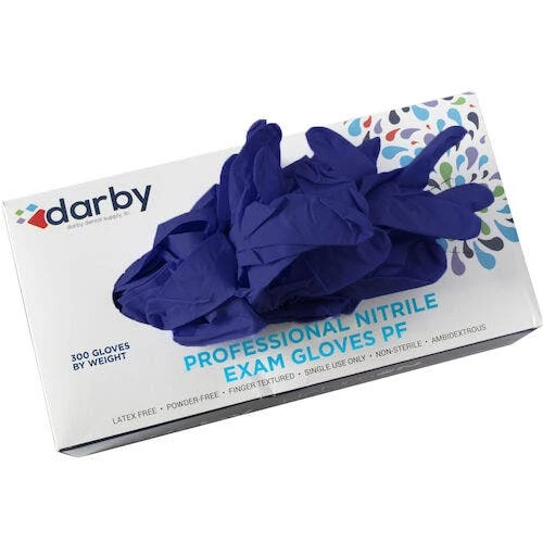 HandsOn Professional Nitrile PF Dark Blue Gloves, Large, 300/Box