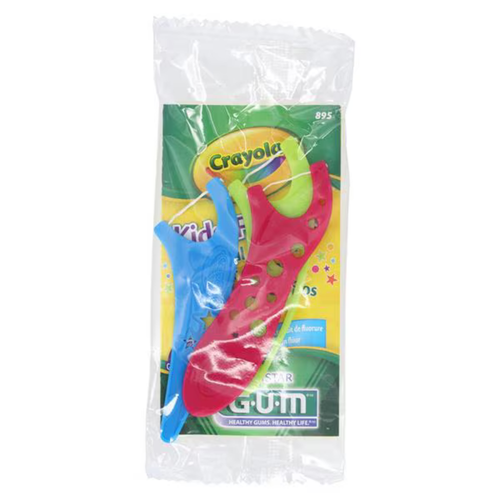 Sunstar, GUM Crayola Flosser Kids Grape Assorted 48Pk/Bx, 895PQ