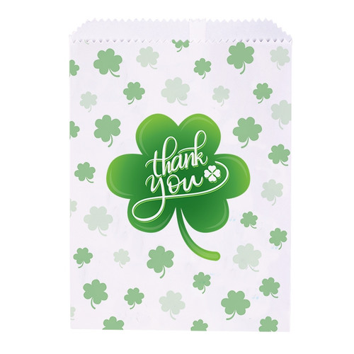 Kids Paper Bags Shamrock Thank You 100/Box