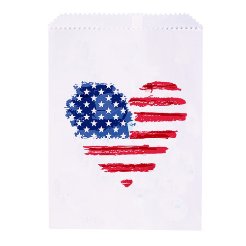 Kids Paper Bags American Flag Heart 100/Box