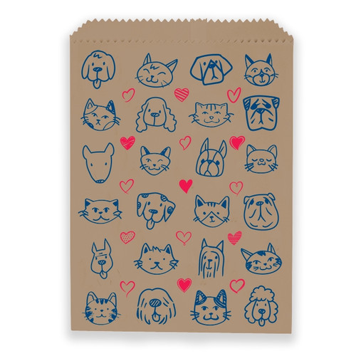 Kids Paper Bags Dogs Cats Brown 100/Box