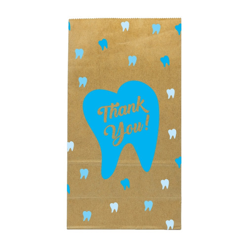 Kids Paper Bags Thank You Tooth Brown Lunch Bag 100/Box