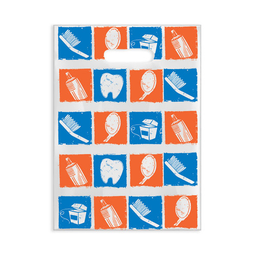 Plastic Bags Red/Blue Dental Tools Scatter 100/Box