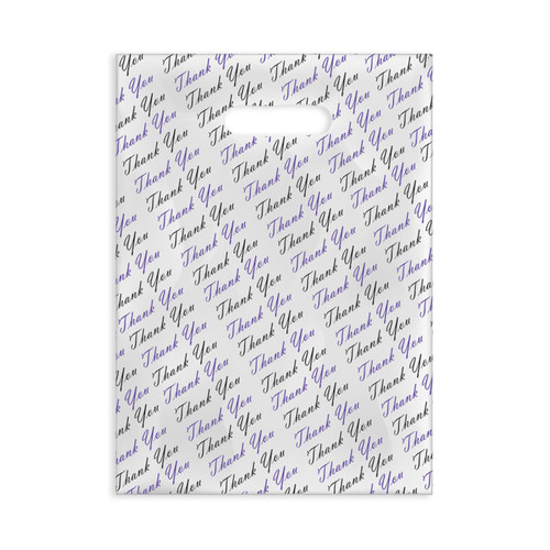 Plastic Bags Purple/Black Thank You - Script 100/Box