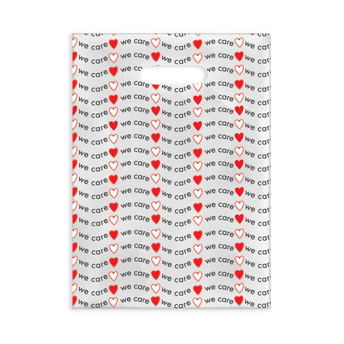 Plastic Bags We Care With Hearts Scatter 100/Box