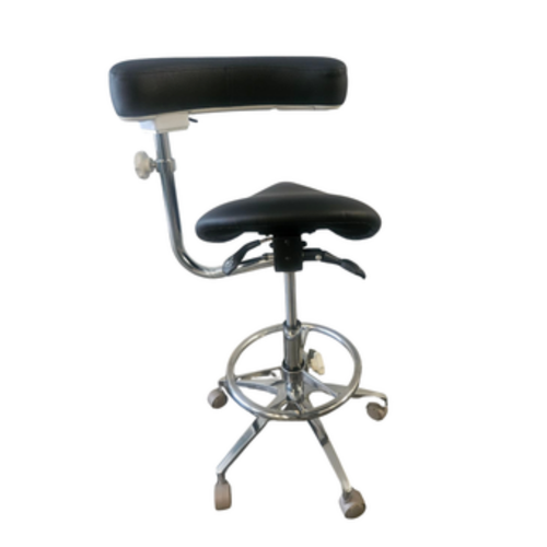 Flight Dental, Flight Saddle Assistant Stool (Saddle Seat, Assistant Armrest, Foot Ring) - BLACK ONLY, FSSAD-607