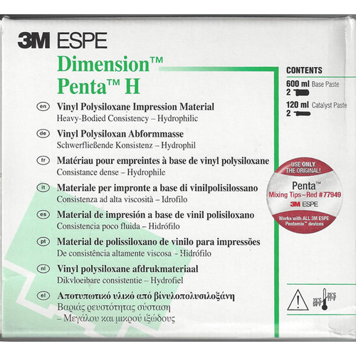 Dimension Penta H Heavy Body vinyl polysiloxane, 2 x 300 ml polybags of base (3M-36714) - exp. 07/2026