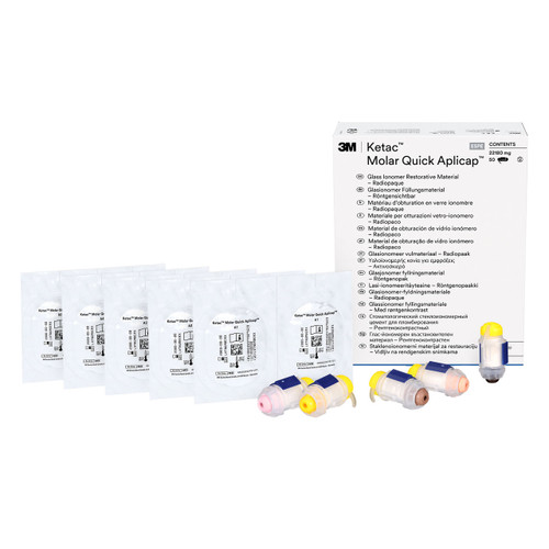 Ketac-Molar Quick Aplicap - Refill Assortment - Glass Ionomer Restorative, Auto-Cured, Box of 50 Capsules. #56369. *Activator & Applier sold separately. - exp. 2027.04
