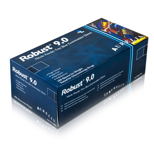 Robust 9.0 Nitrile Powder Free Gloves, 100/Box, Small