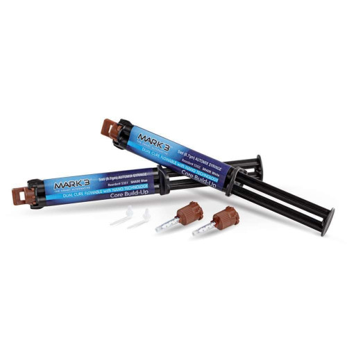 Mark3, HP Mixing Tips Brown Short Flat End 1:1 with Extra Fine Intra Oral Tips For Core Build Up 30/Pack, 100-1425
