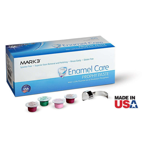 Mark3, Enamel Care Prophy Paste Medium Assorted w/TCP B.Gum, Cherry, Mint & Raspberry 200/Box, 100-1570
