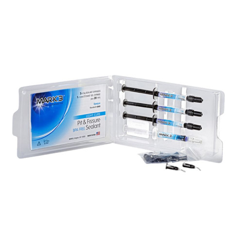 Mark3, Pit & Fissure Sealant Opaque 3 x 1.5gm. Syringes, 1 Etch Syr. & 20 Tips, 100-4540