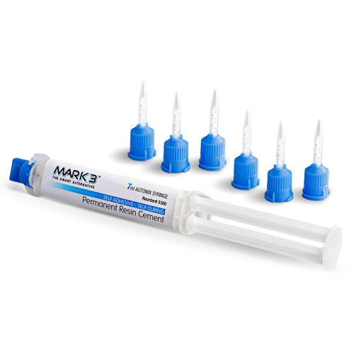 Mark3, Permanent Resin Cement Natural Shade Self Adhesive 7ml. Automix Syringe + Mixing Tips, 100-5380