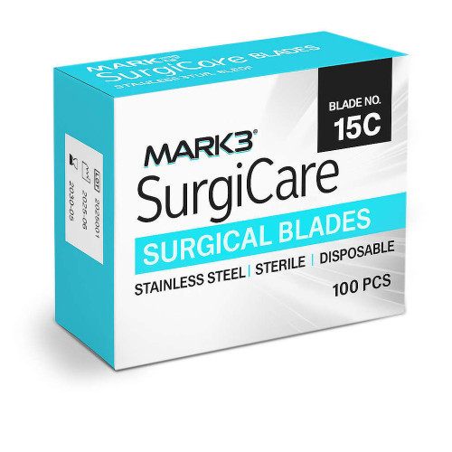 Mark3, Sterile Stainless Steel Blades #15 100/Box, 100-84715