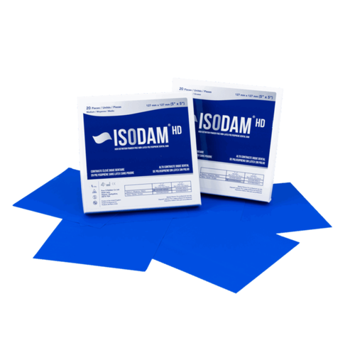 Isodam HD Polyisoprene Dental Dam, Latex Free, Powder Free, Standard Package, 6" x 6", Medium, Royal Blue, 15/Box