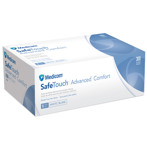 SafeTouch Advanced Comfort Nitrile Gloves, White, 300/Box, Medium