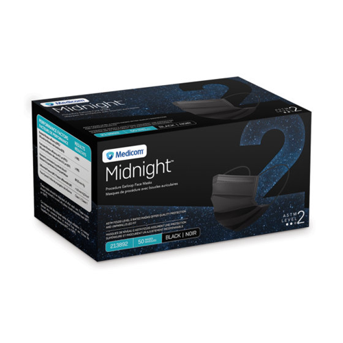 Midnight Procedure Earloop Face Masks, Level 2