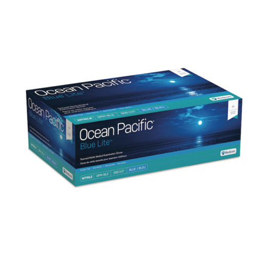 Ocean Pacific Blue Lite Nitrile PF Gloves, 200/Box, Large