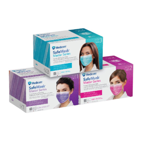 SafeMask Master Series Procedure Earloop Face Mask with SimPly Soft Technology, Level 3, 50/Box, Southern Bellflower (Radiant Orchid)