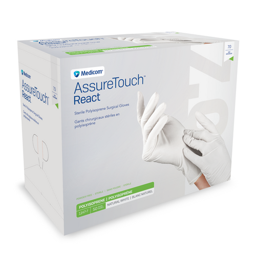 AssureTouch React Sterile Polyisoprene Surgical Gloves, 50 Pairs/Box, 6