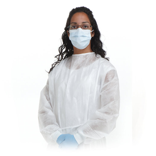 SafeBasics Fluid Impervious Gown, White, 10/Pack, Regular
