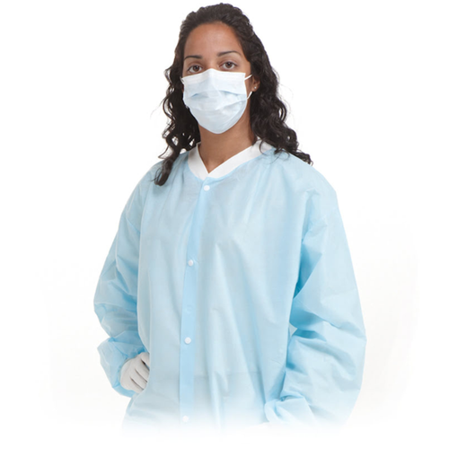 SafeBasics Lab Gown, Sky Blue, 5/Case, Large