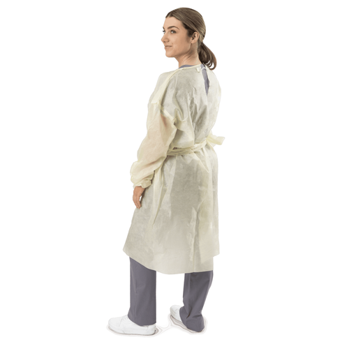 Ritmed AssureWear VersaGown, AAMI Level 2 Isolation Gown, Yellow, 10/Bag, Large