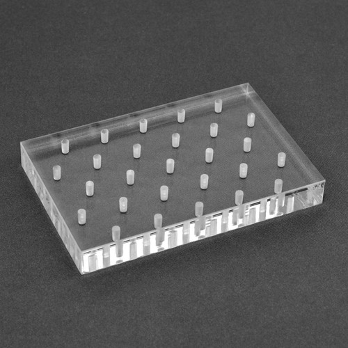 Clear Plexiglass 27 Hole Bur Blocks with Boxes, Latch Style