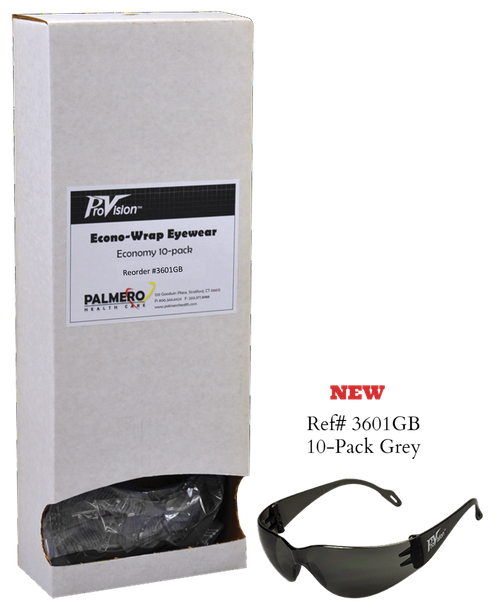 Econo Wrap Eyewear, 10-Pack Dispenser with Clear Eyewear