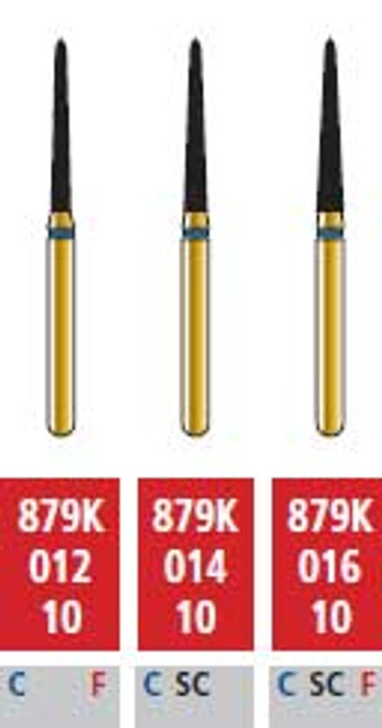 Alpen FG 879KSC 018 Curettage/Pointed Taper Diamond Bur 5/Pk