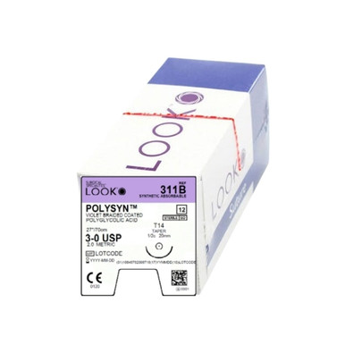 Look 3/0, 27' PolySyn/PGA Violet Braided Suture with Taper Point T-14 ...