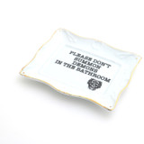 Porcelain tray with gold rim, Please Don't Summon Demons in the Bathroom, Funny decor