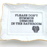 Porcelain tray with gold rim, Please Don't Summon Demons in the Bathroom, Funny decor